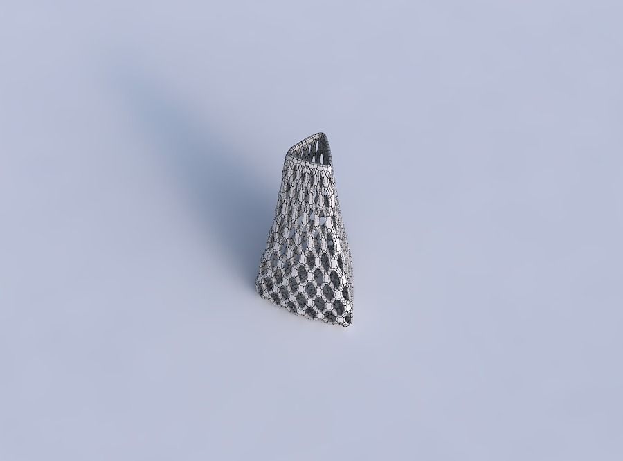 Vase puffy tipped triangle with bubble grid lattice 3D print model_6