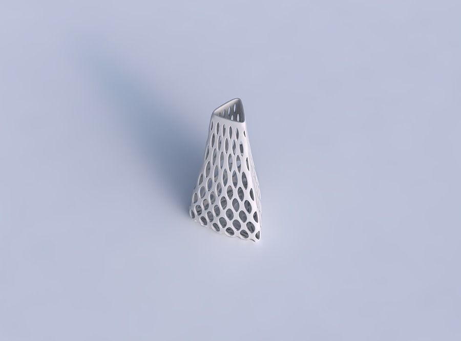 Vase puffy tipped triangle with bubble grid lattice 3D print model_1