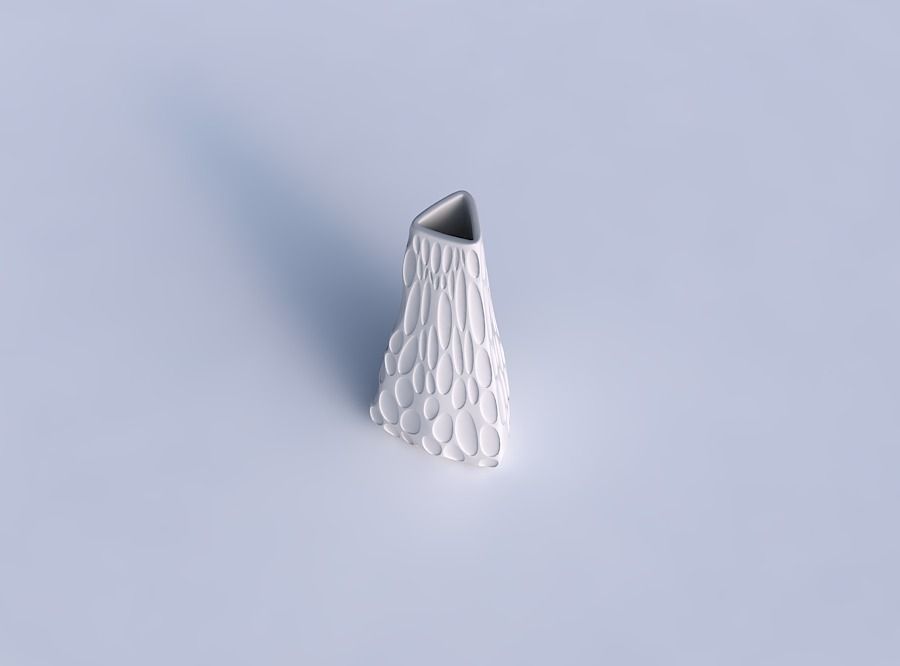 Vase puffy tipped triangle with bubbles 3D print model_1