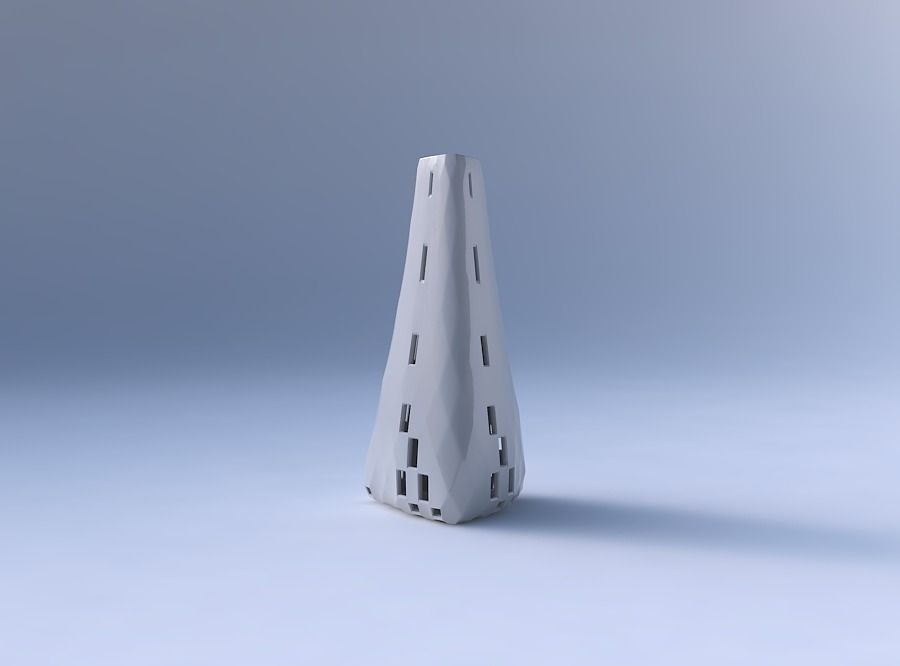Vase puffy tipped triangle with checker grid lattice 3 3D print model_4