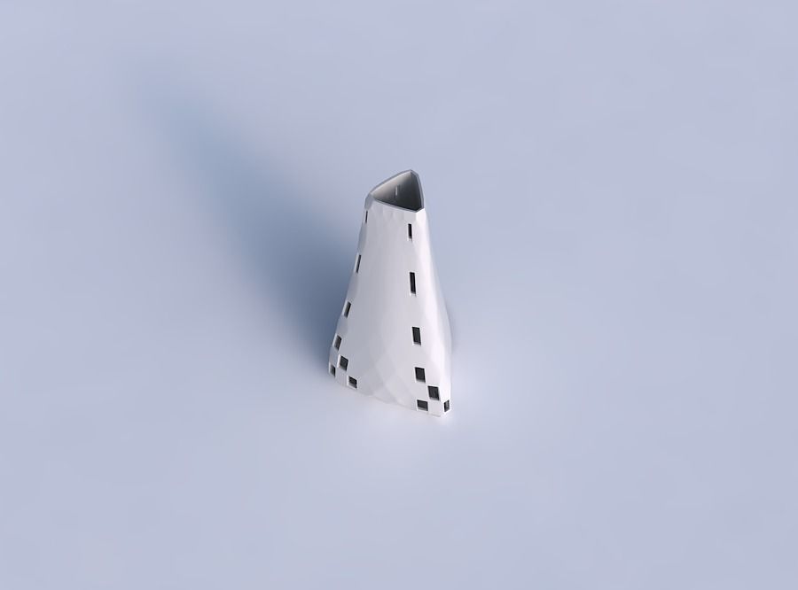 Vase puffy tipped triangle with checker grid lattice 3 3D print model_1