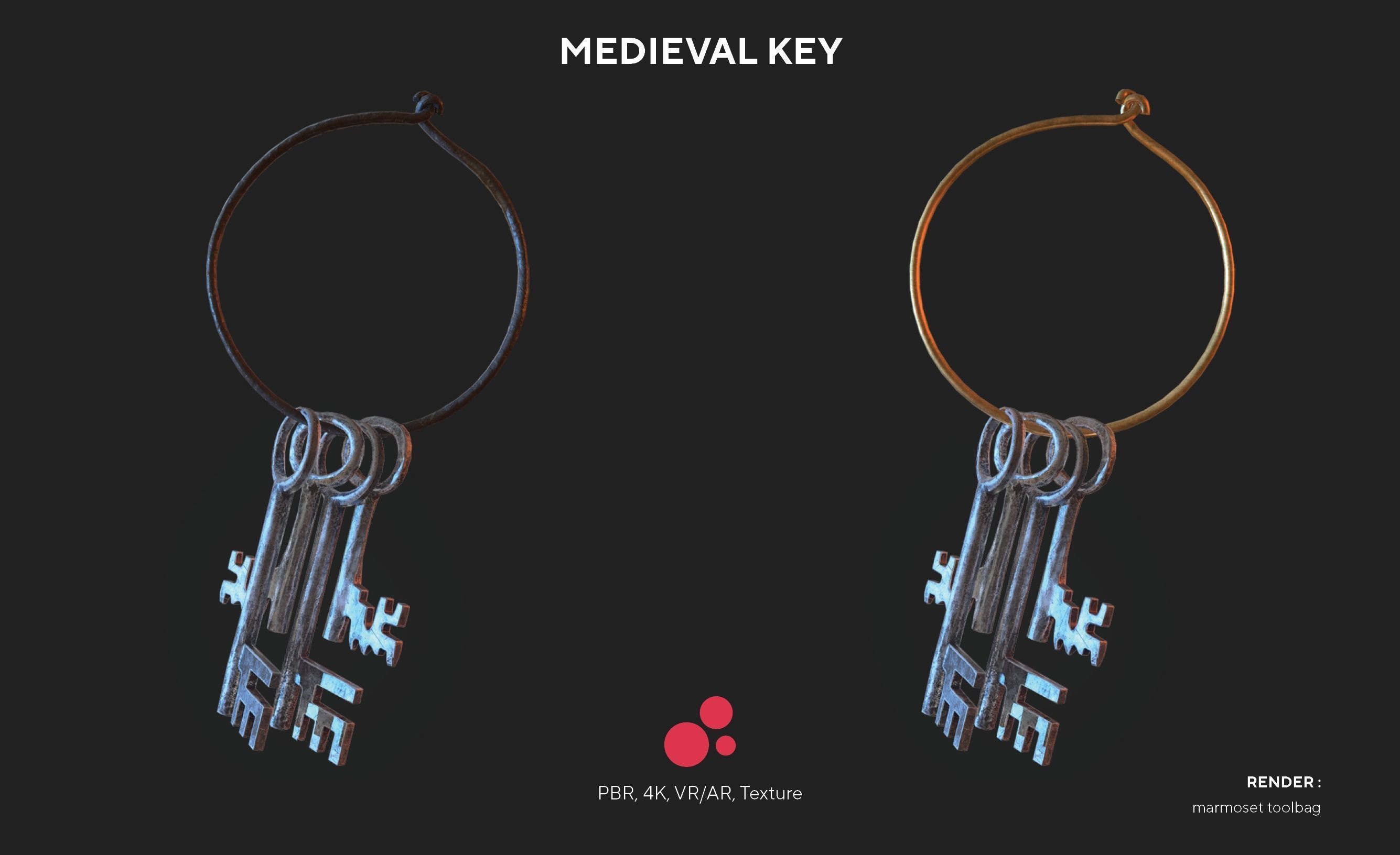 Medieval Keys Set 01  AR low-poly 3D model Low-poly 3D model_4