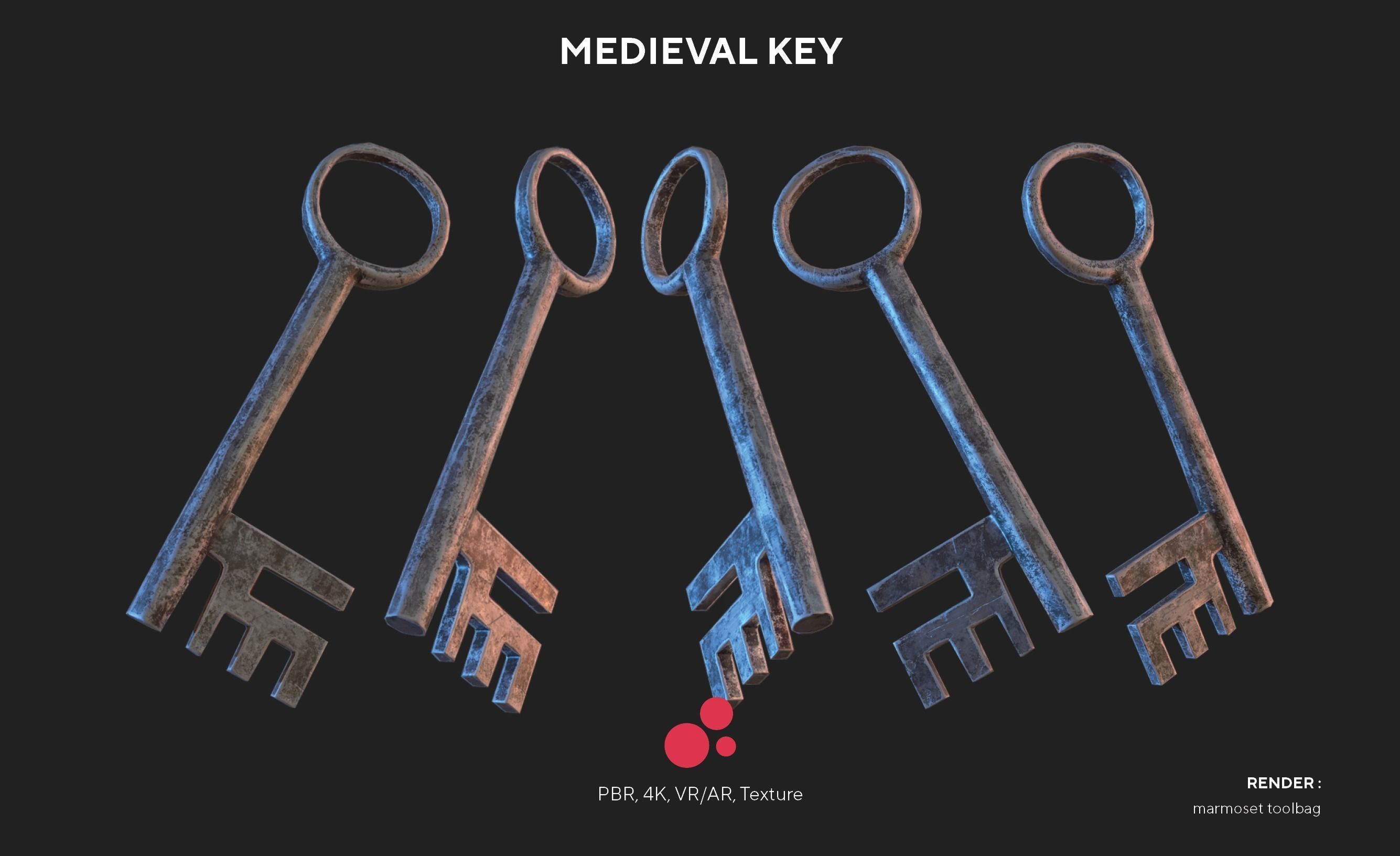 Medieval Keys Set 01  AR low-poly 3D model Low-poly 3D model_3