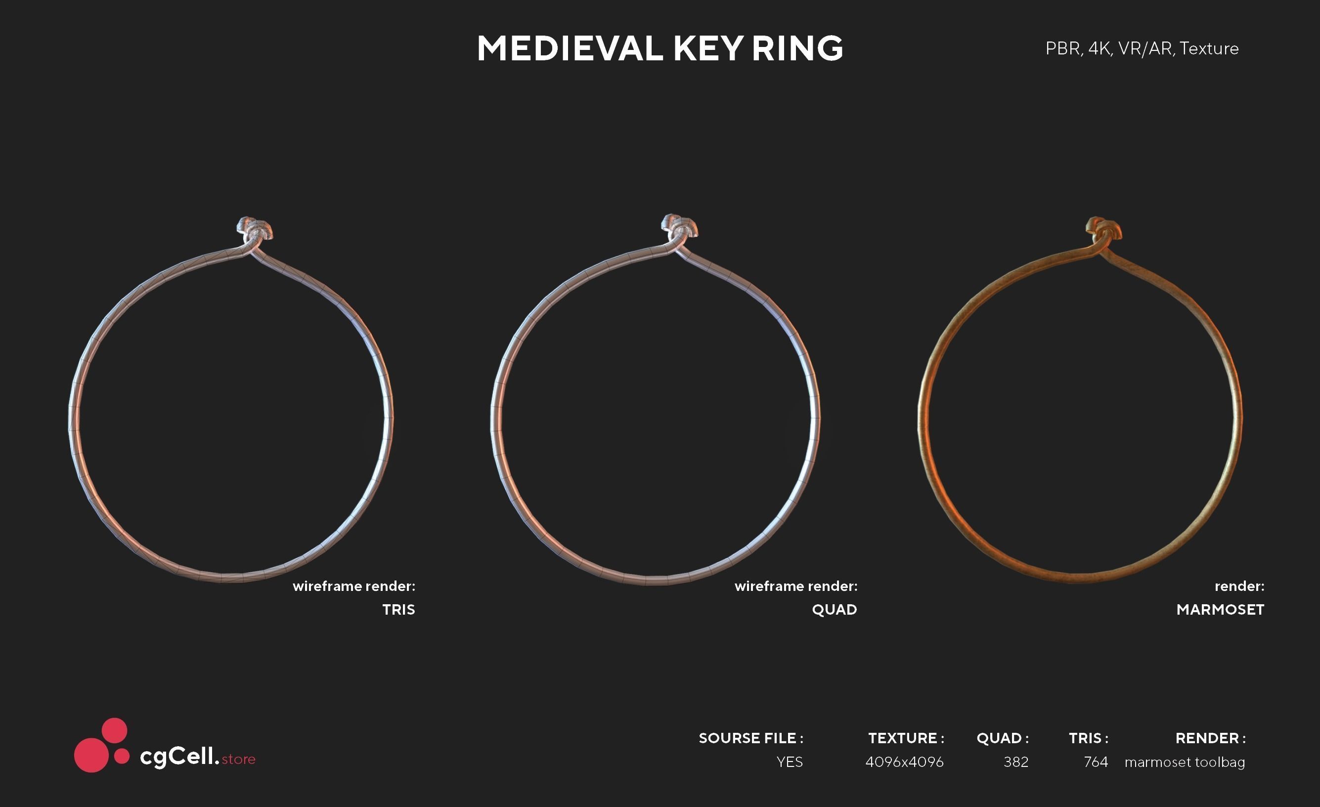 Medieval Keys Set 01  AR low-poly 3D model Low-poly 3D model_10
