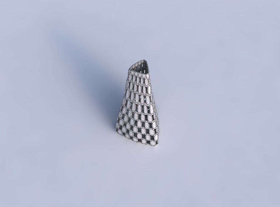 Vase puffy tipped triangle with checker grid lattice 3D print model_6