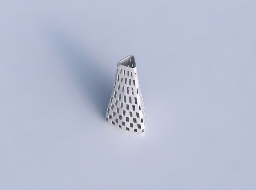 Vase puffy tipped triangle with checker grid lattice 3D print model_1
