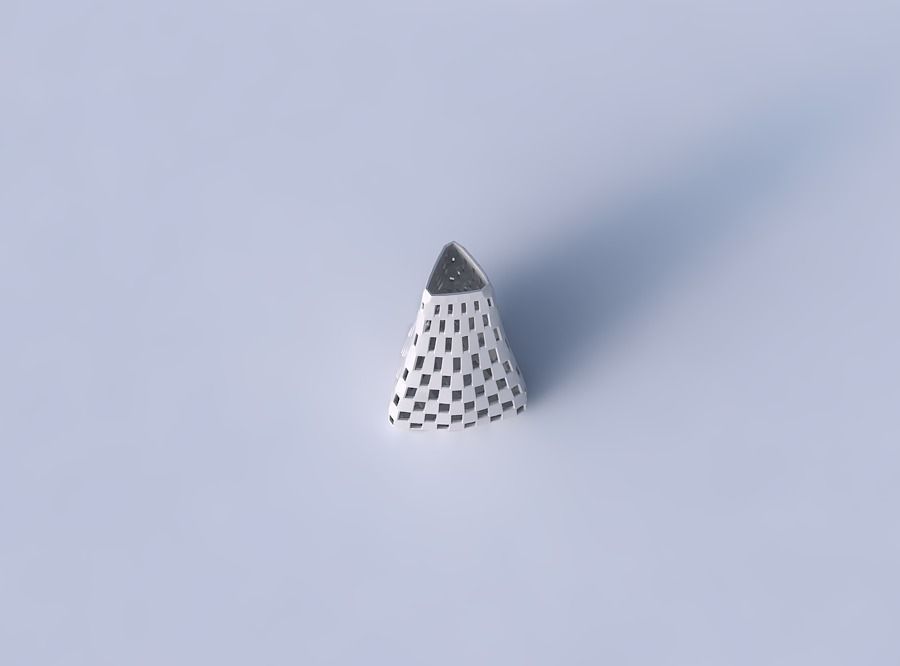 Vase puffy tipped triangle with checker grid lattice 3D print model_2
