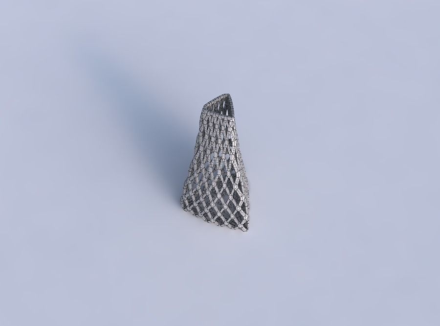 Vase puffy tipped triangle with diagonal grid lattice 3D print model_6
