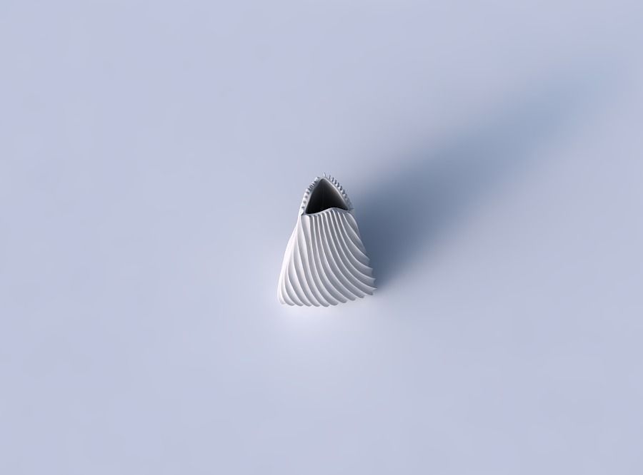 Vase puffy tipped triangle with extruded vertical lines 2 3D print model_2