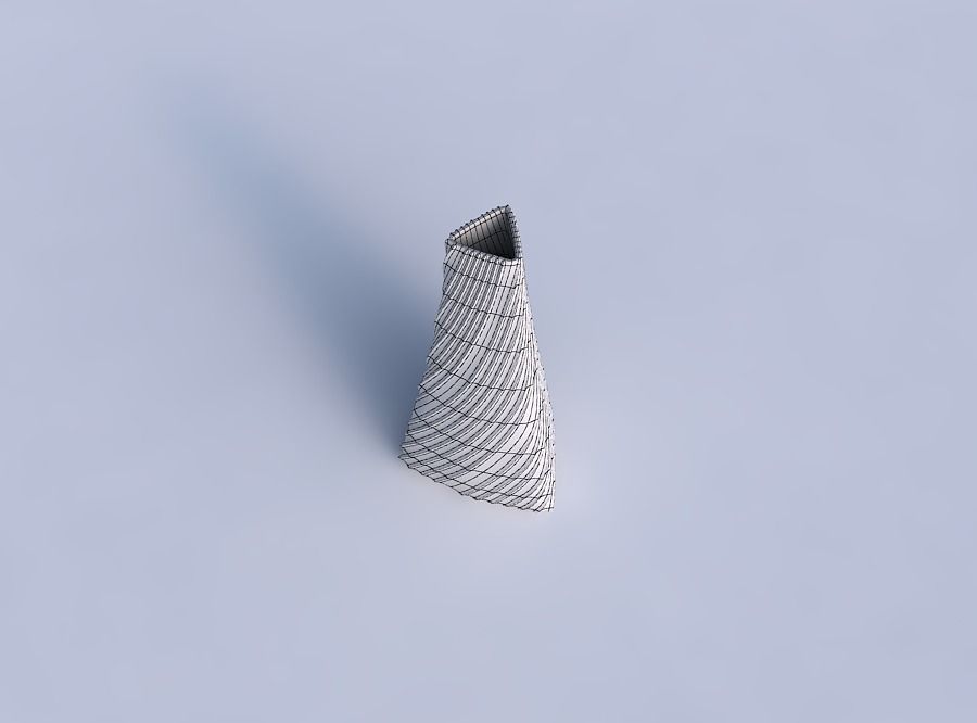Vase puffy tipped triangle with flowing extruded lines 3D print model_6