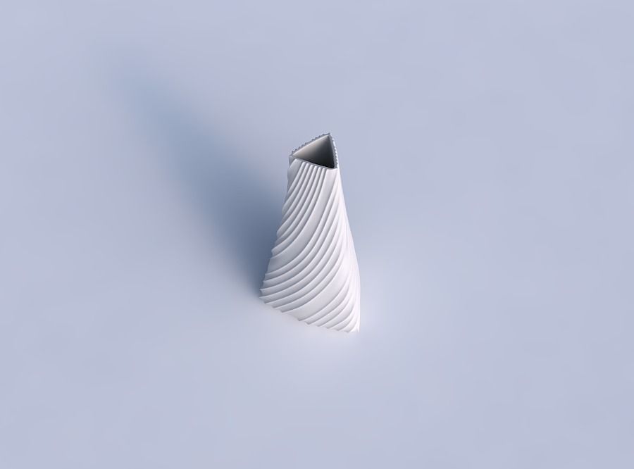 Vase puffy tipped triangle with flowing extruded lines 3D print model_1