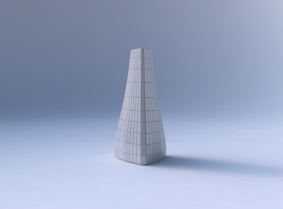 Vase puffy tipped triangle with grid plates 3D print model_4