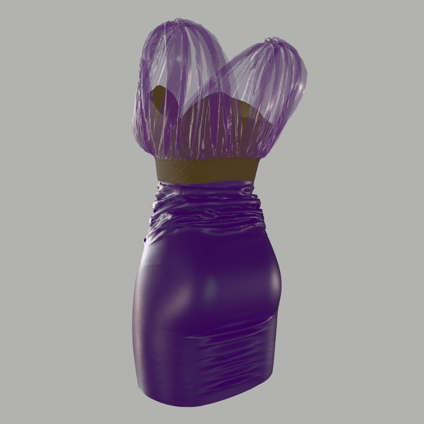 Dress on mannequin 3D model_2