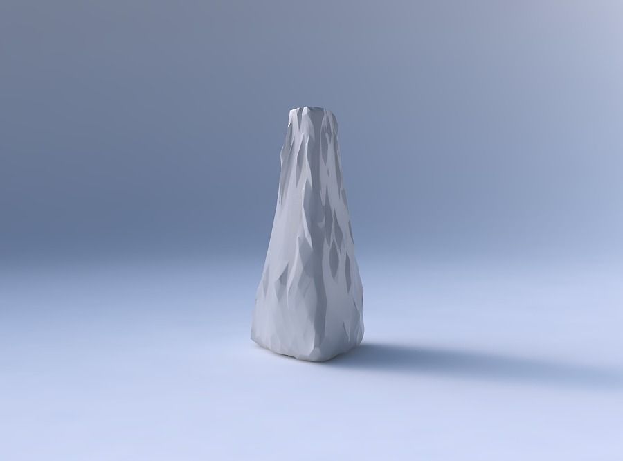 Vase puffy tipped triangle with low-polygon bulges 3D print model_4