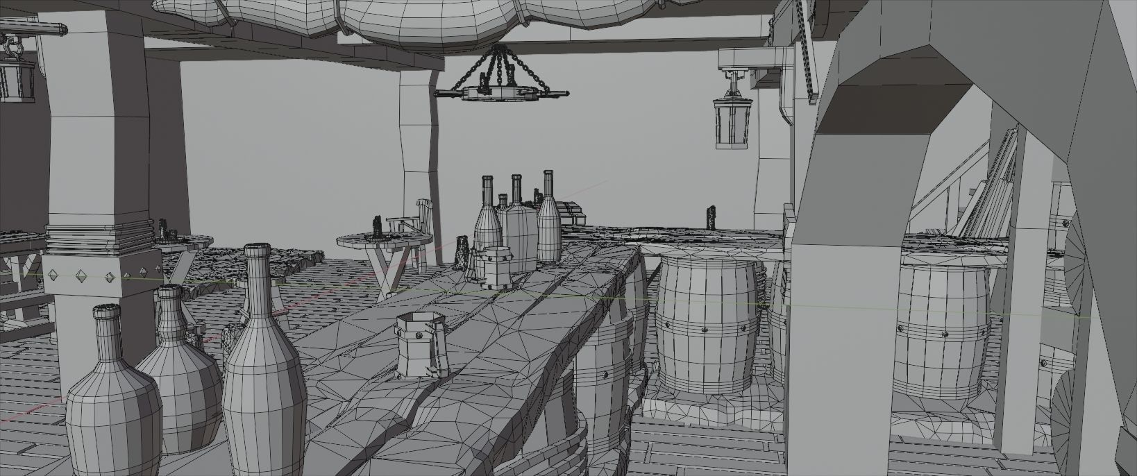 Medieval Tavern Low-poly 3D model_1