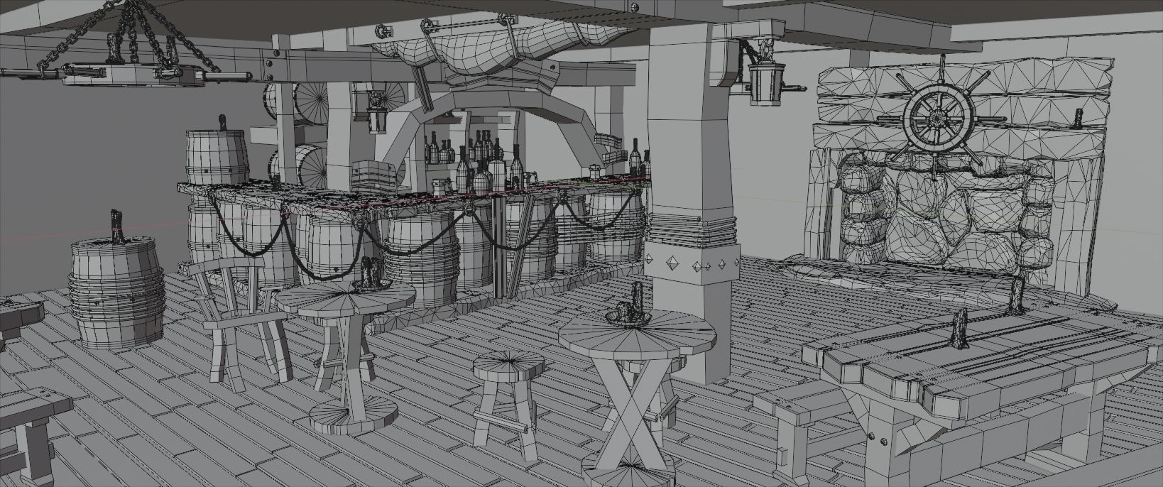 Medieval Tavern Low-poly 3D model_6