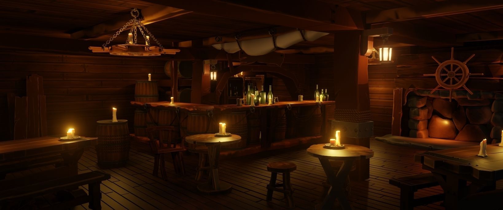 Medieval Tavern Low-poly 3D model_7