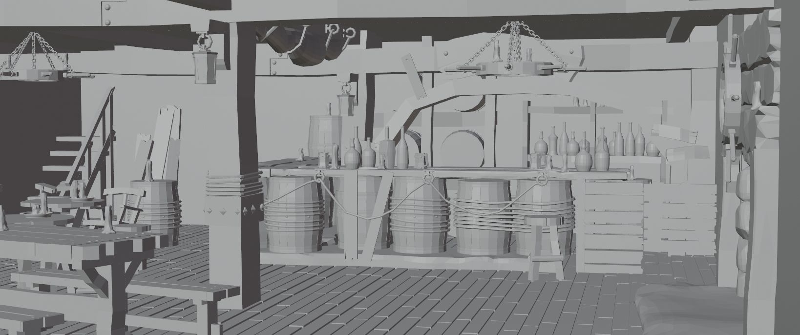 Medieval Tavern Low-poly 3D model_4