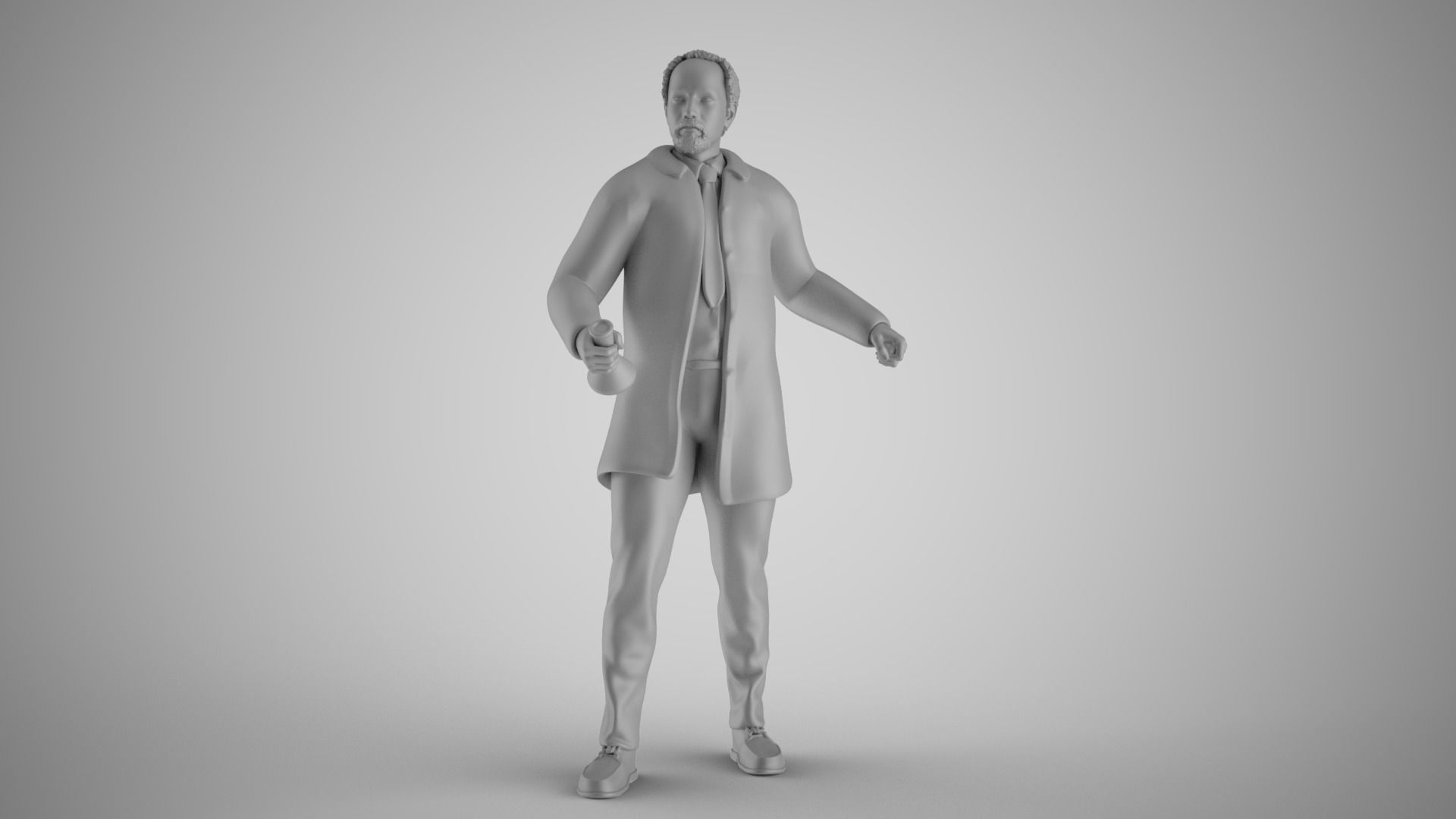 Professor old man in coat 3D print model_3