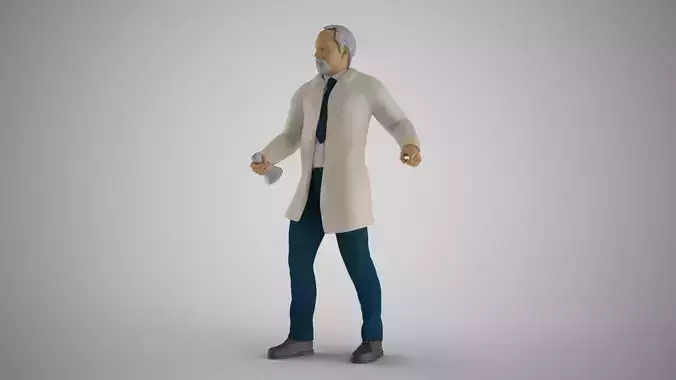 Professor old man in coat 3D print model