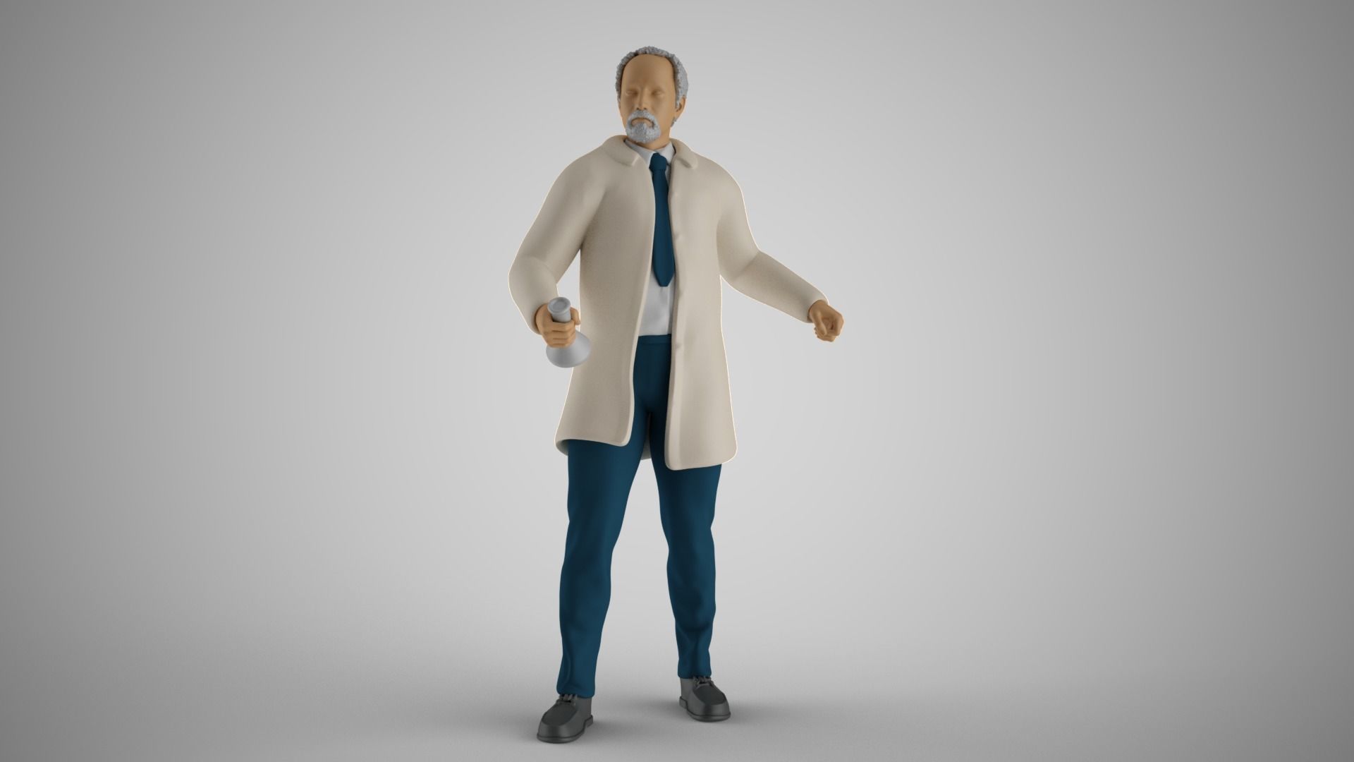 Professor old man in coat 3D print model_4