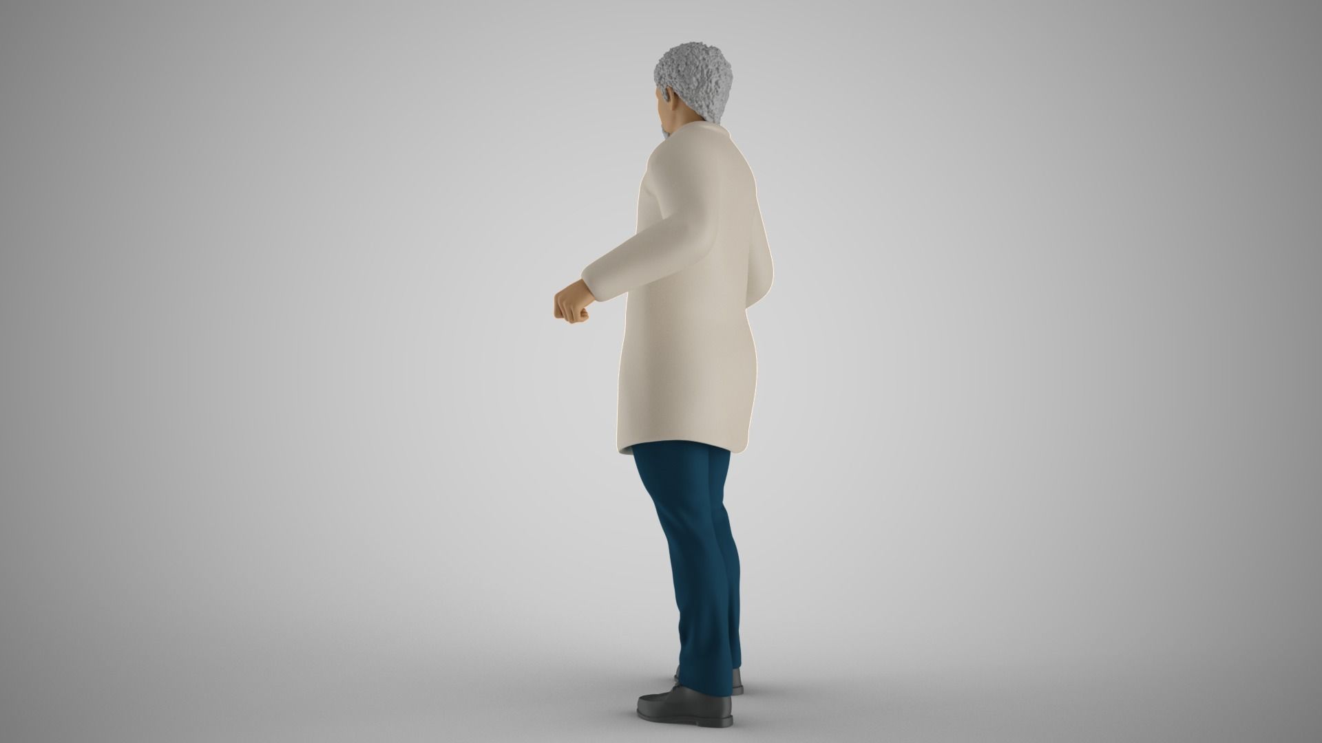 Professor old man in coat 3D print model_9