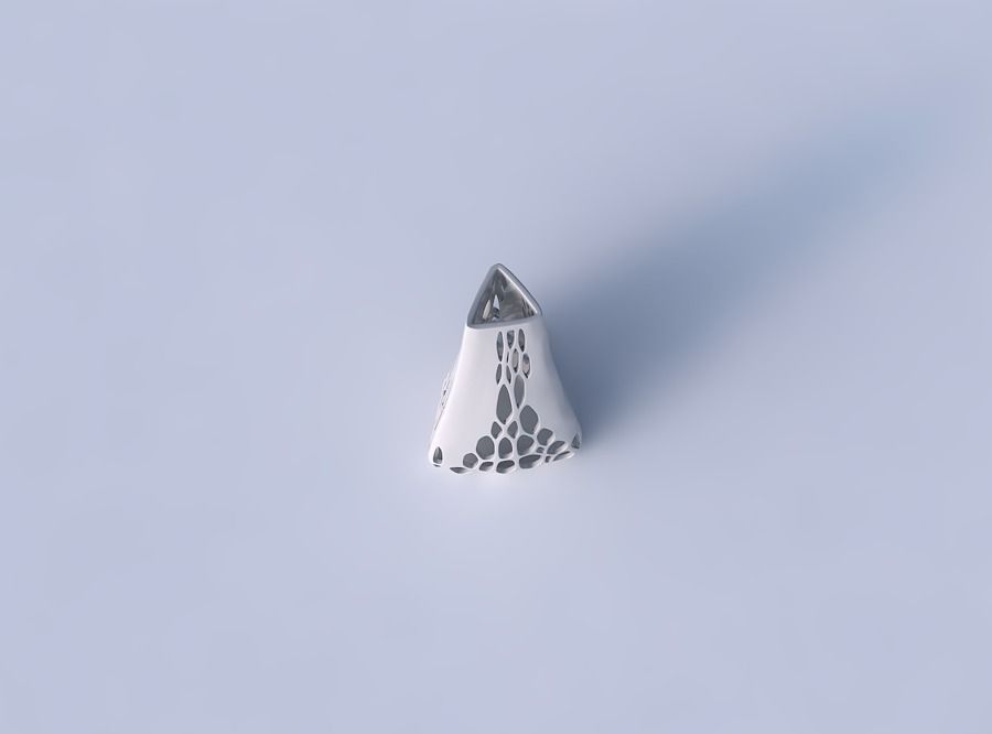 Vase puffy tipped triangle with organic lattice on edges 3D print model_2