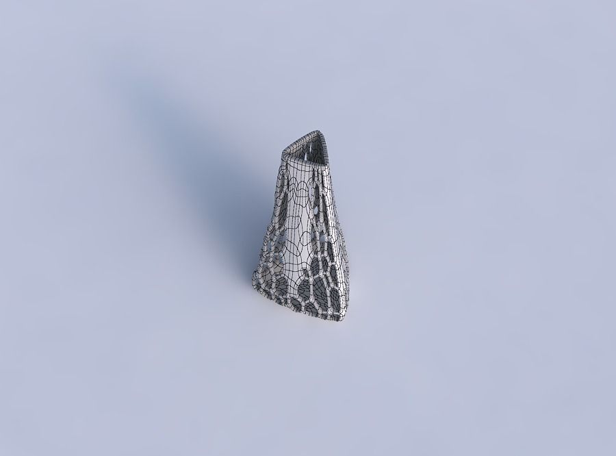 Vase puffy tipped triangle with organic lattice on edges 3D print model_6