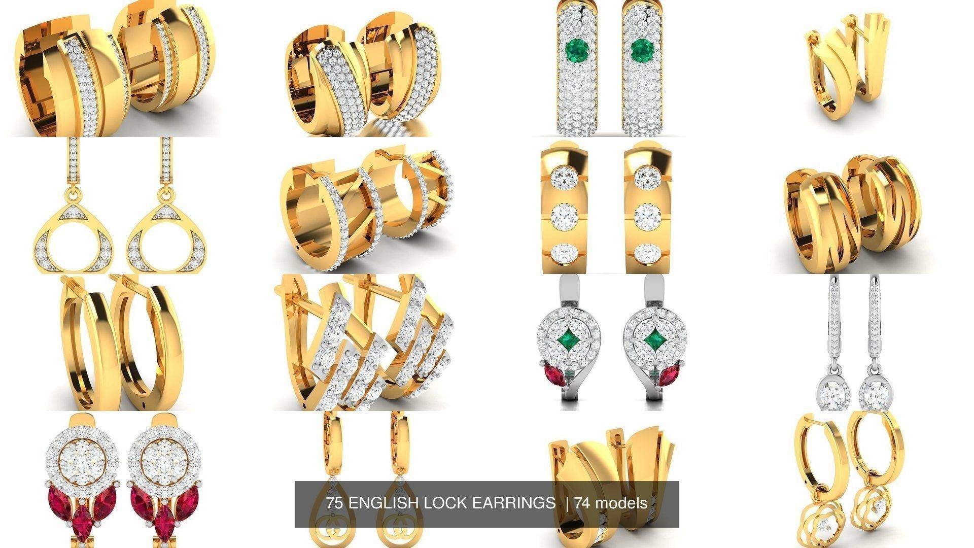 75 ENGLISH LOCK EARRINGS  3D Model Collection_11