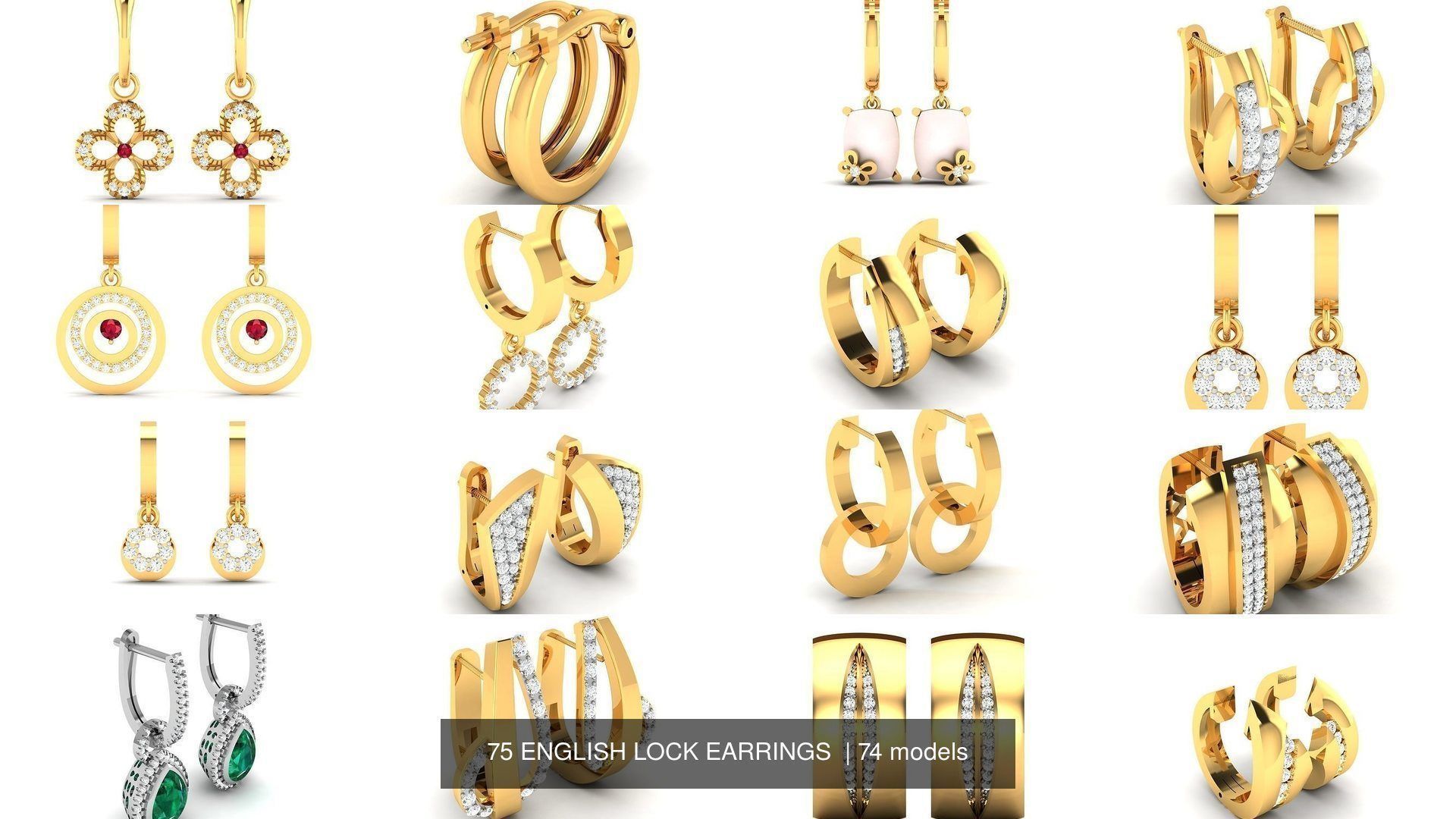 75 ENGLISH LOCK EARRINGS  3D Model Collection_8