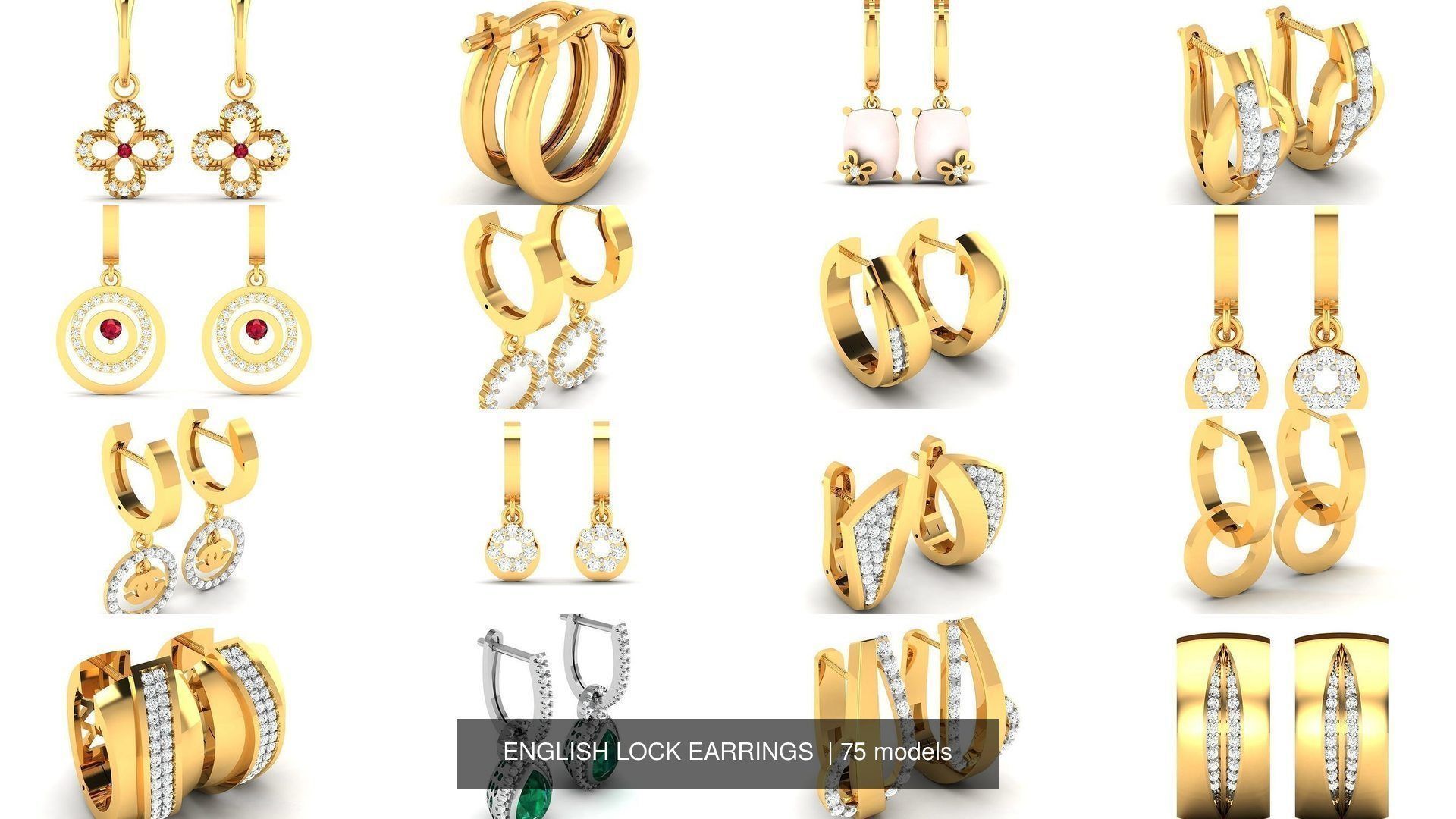 75 ENGLISH LOCK EARRINGS  3D Model Collection_7
