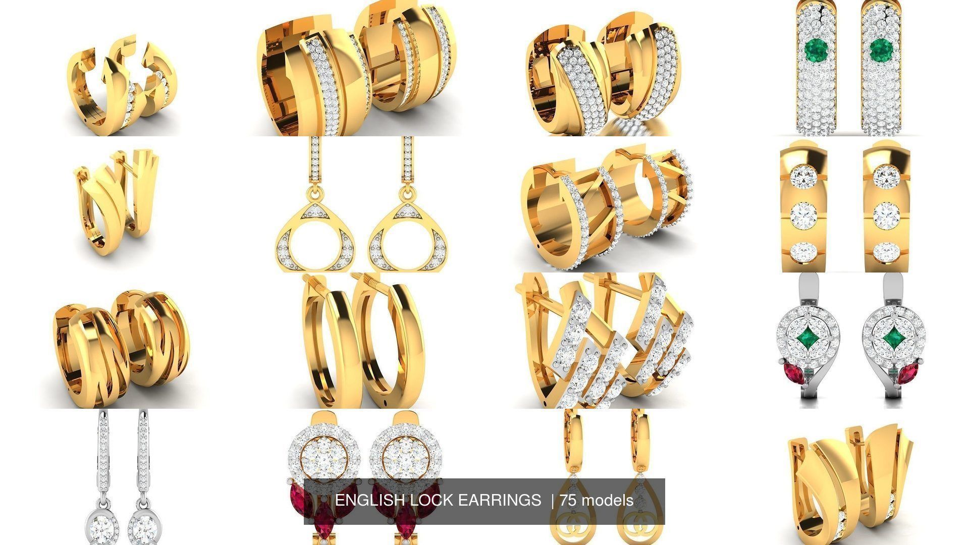 75 ENGLISH LOCK EARRINGS  3D Model Collection_10