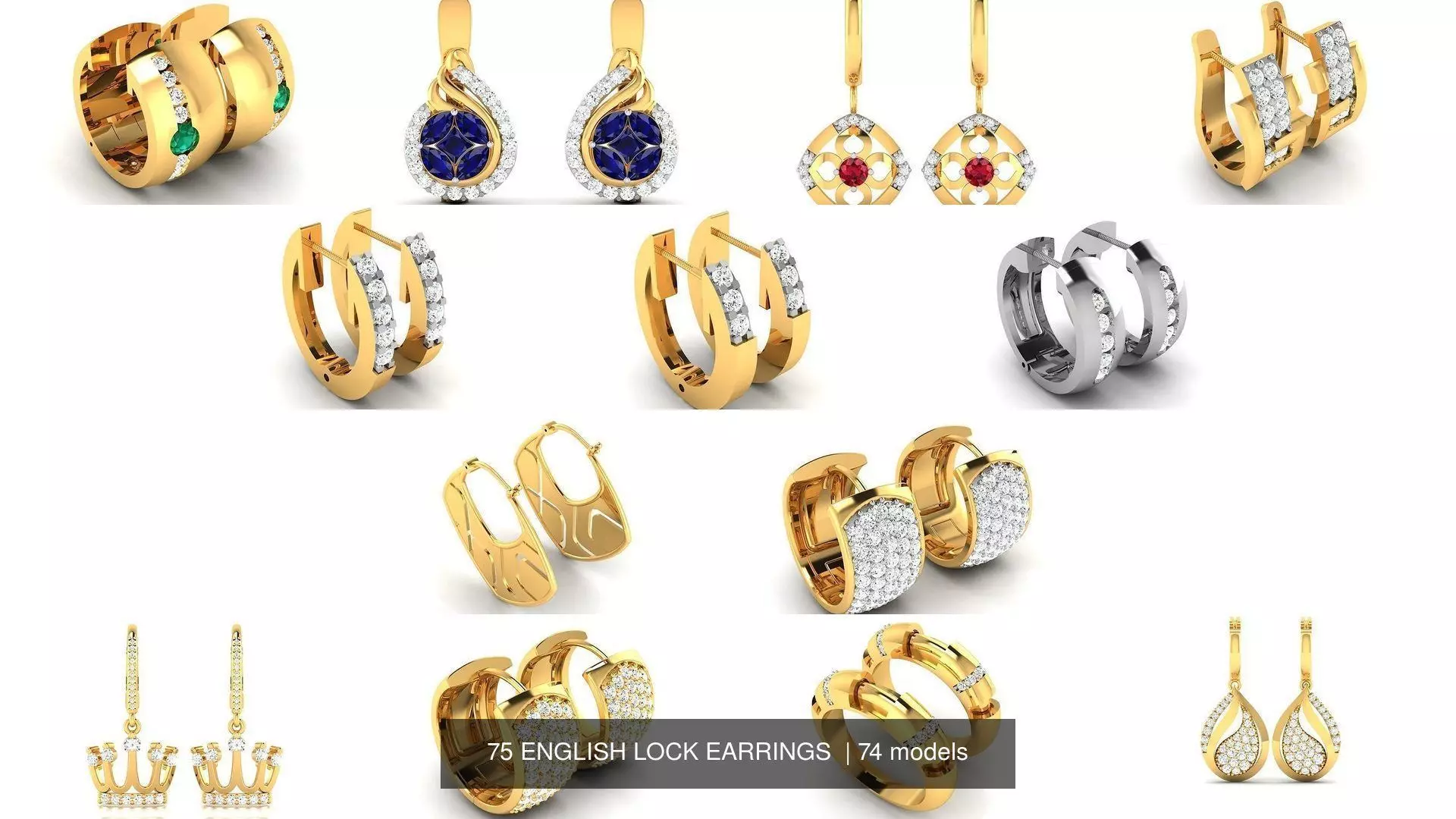 75 ENGLISH LOCK EARRINGS  3D Model Collection_2