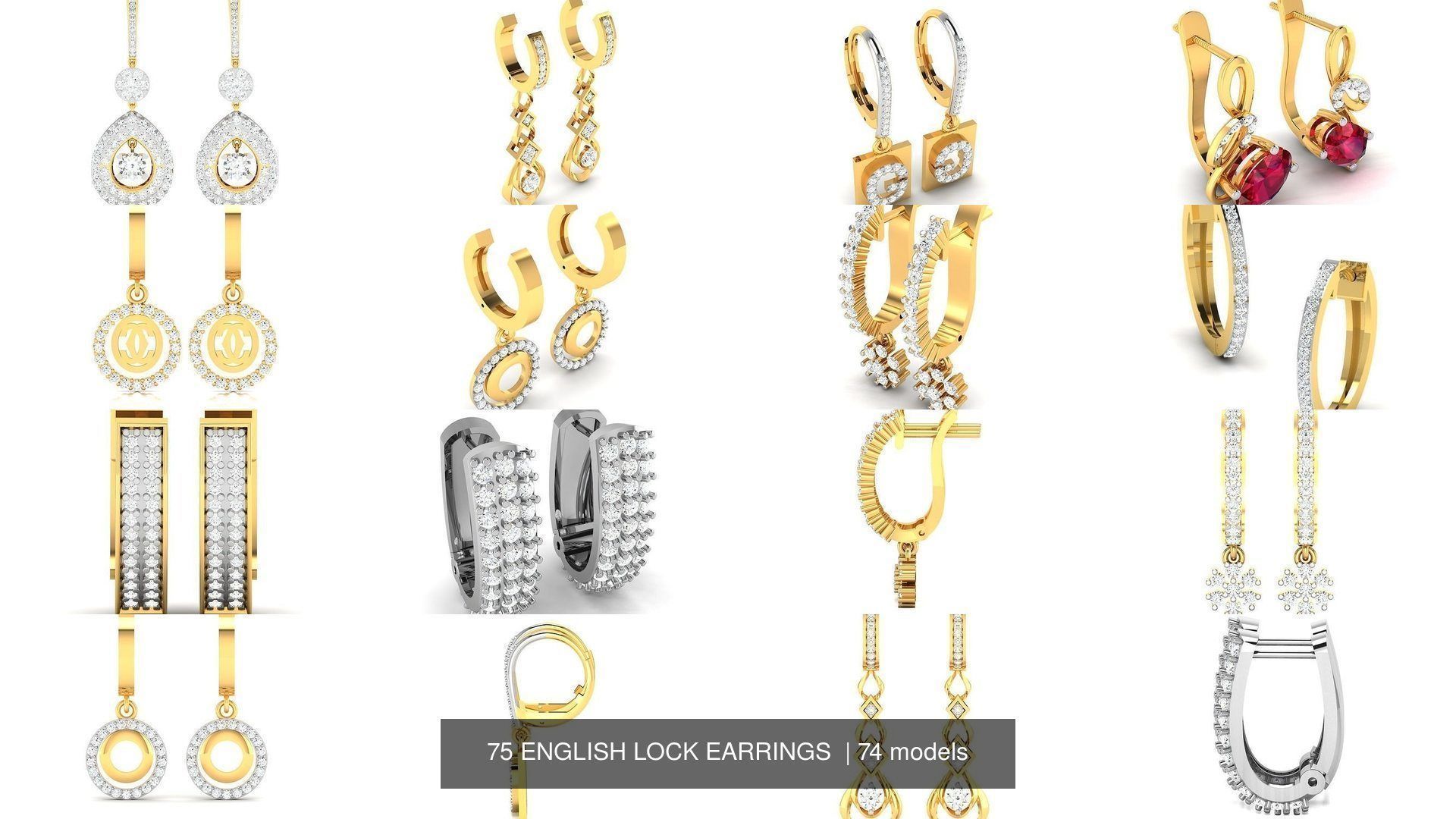 75 ENGLISH LOCK EARRINGS  3D Model Collection_15