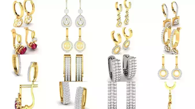 75 ENGLISH LOCK EARRINGS  3D Model Collection