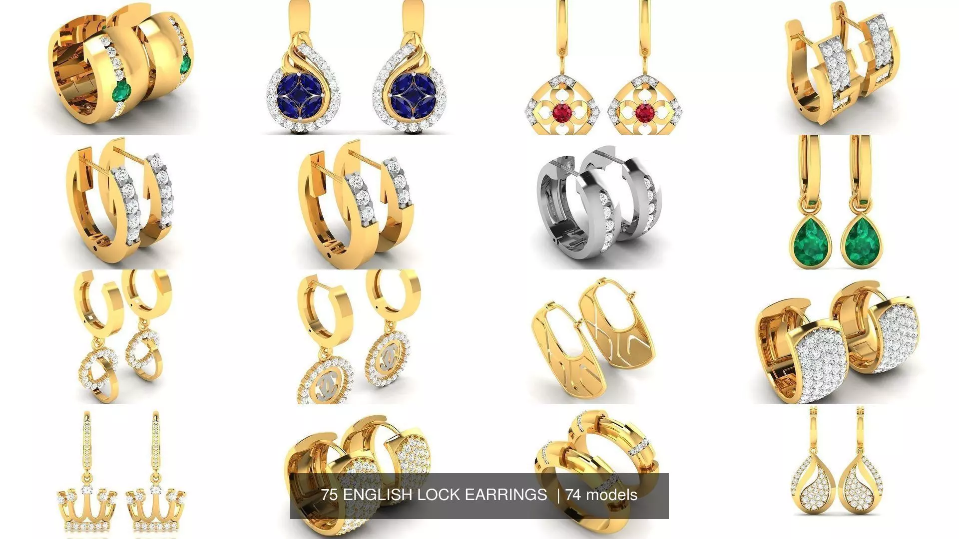 75 ENGLISH LOCK EARRINGS  3D Model Collection_3