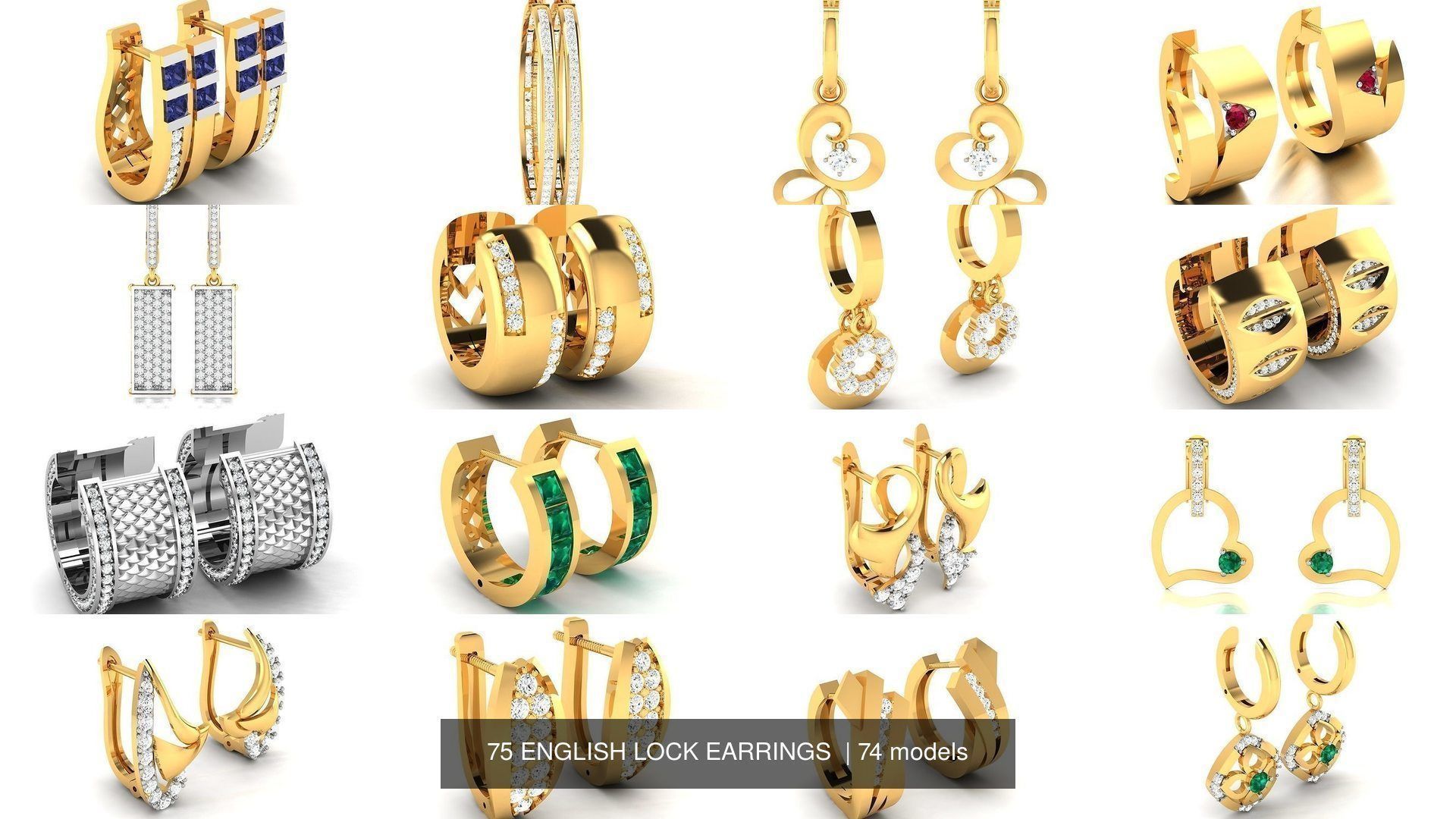 75 ENGLISH LOCK EARRINGS  3D Model Collection_5