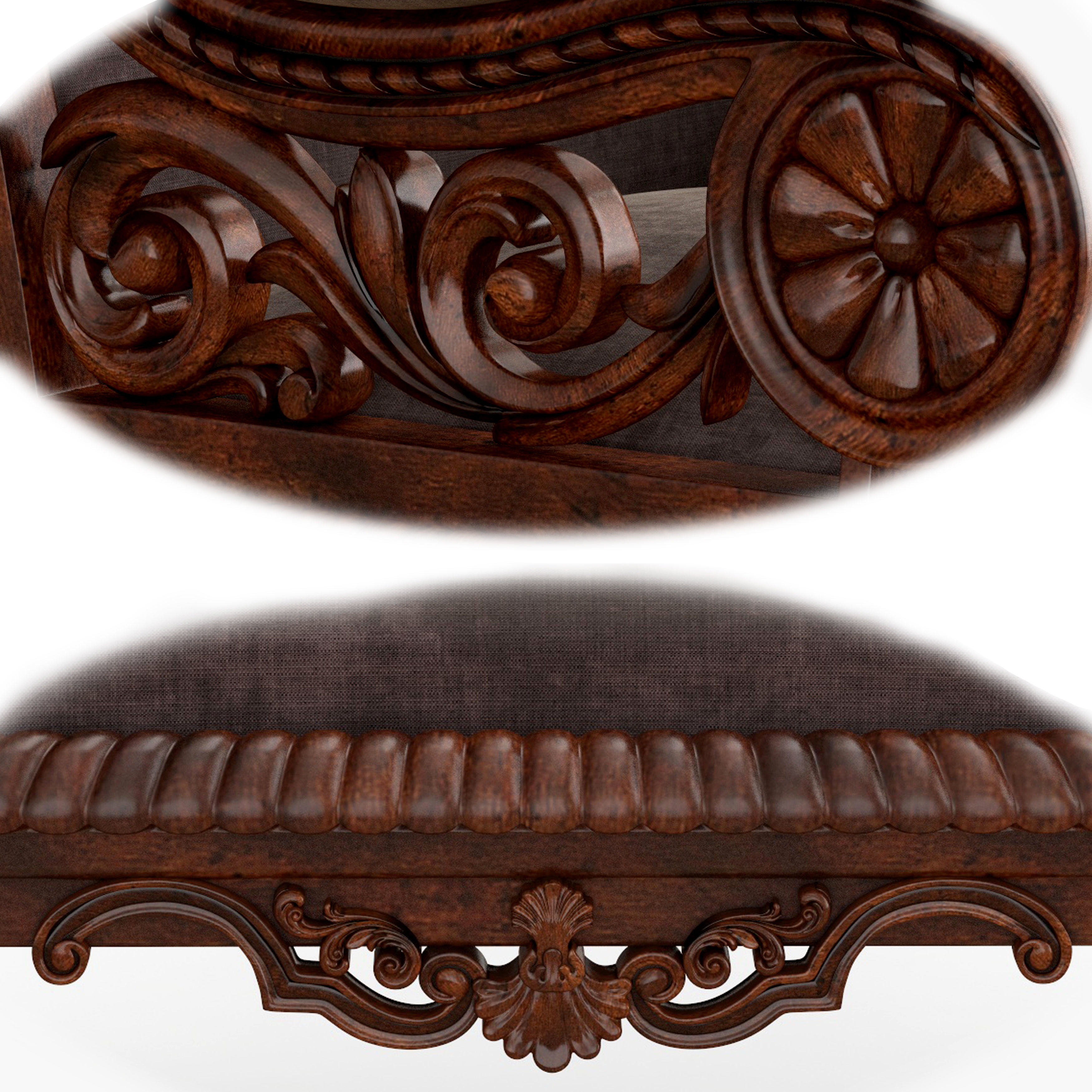 Carved armchair 3D model_2