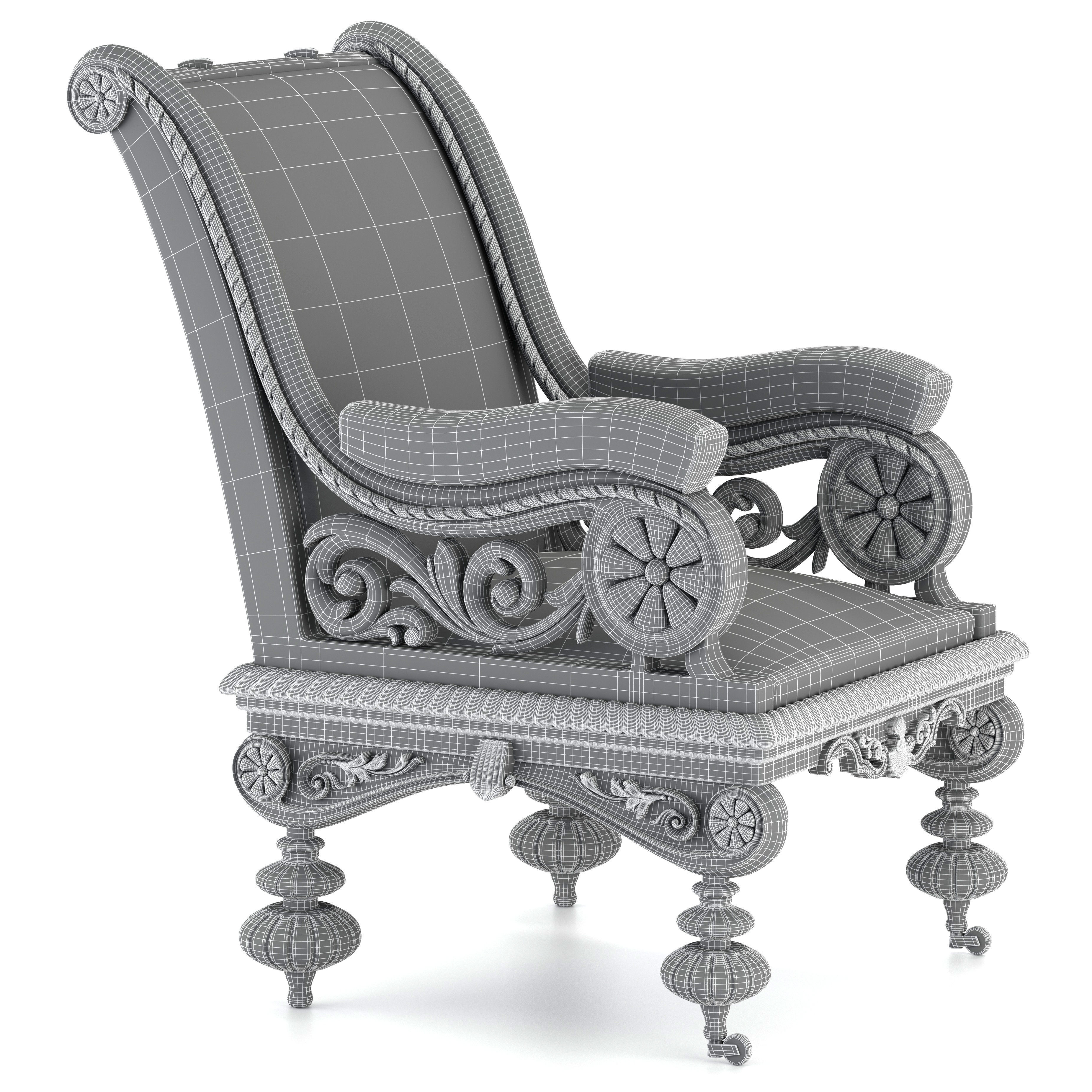 Carved armchair 3D model_3