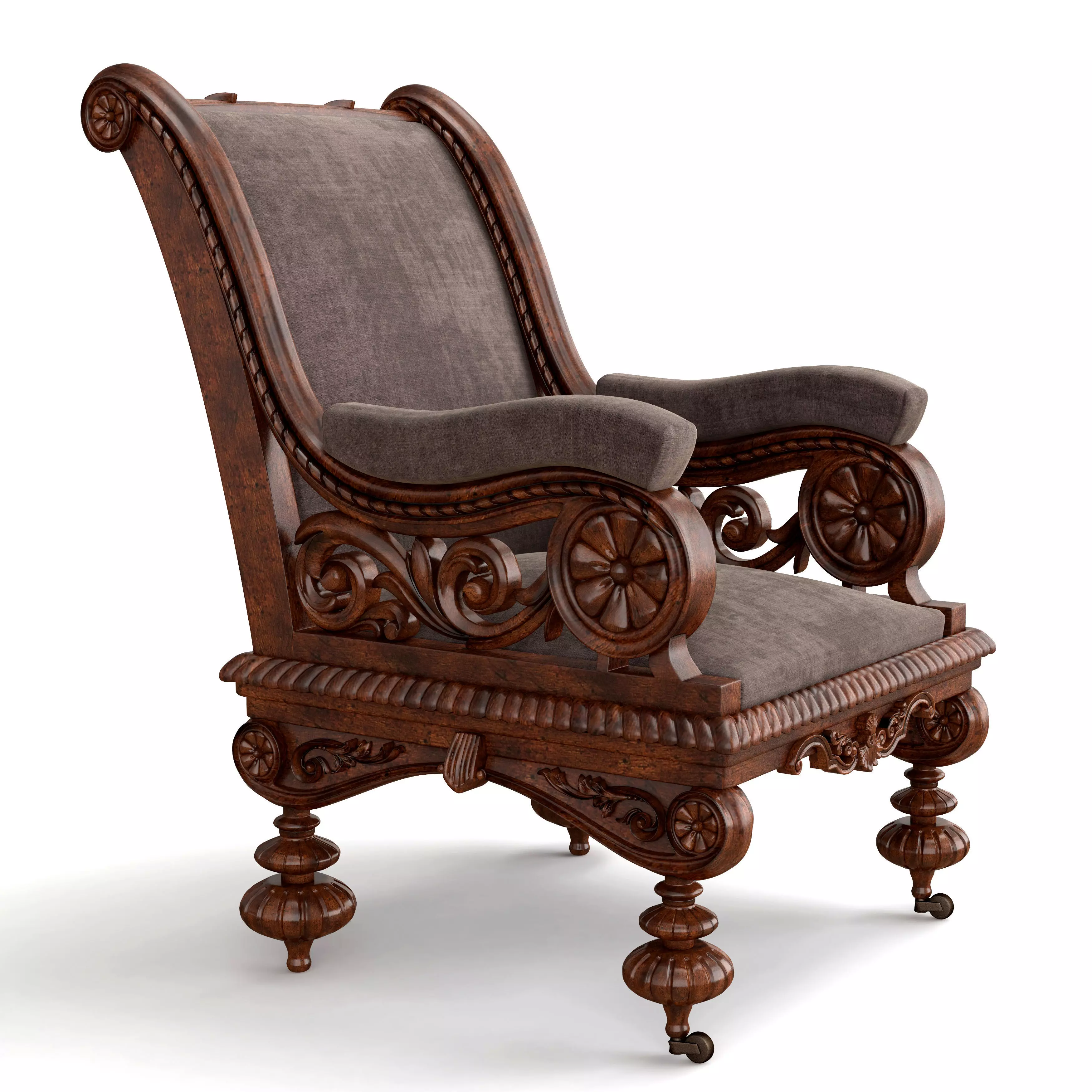 Carved armchair 3D model_0