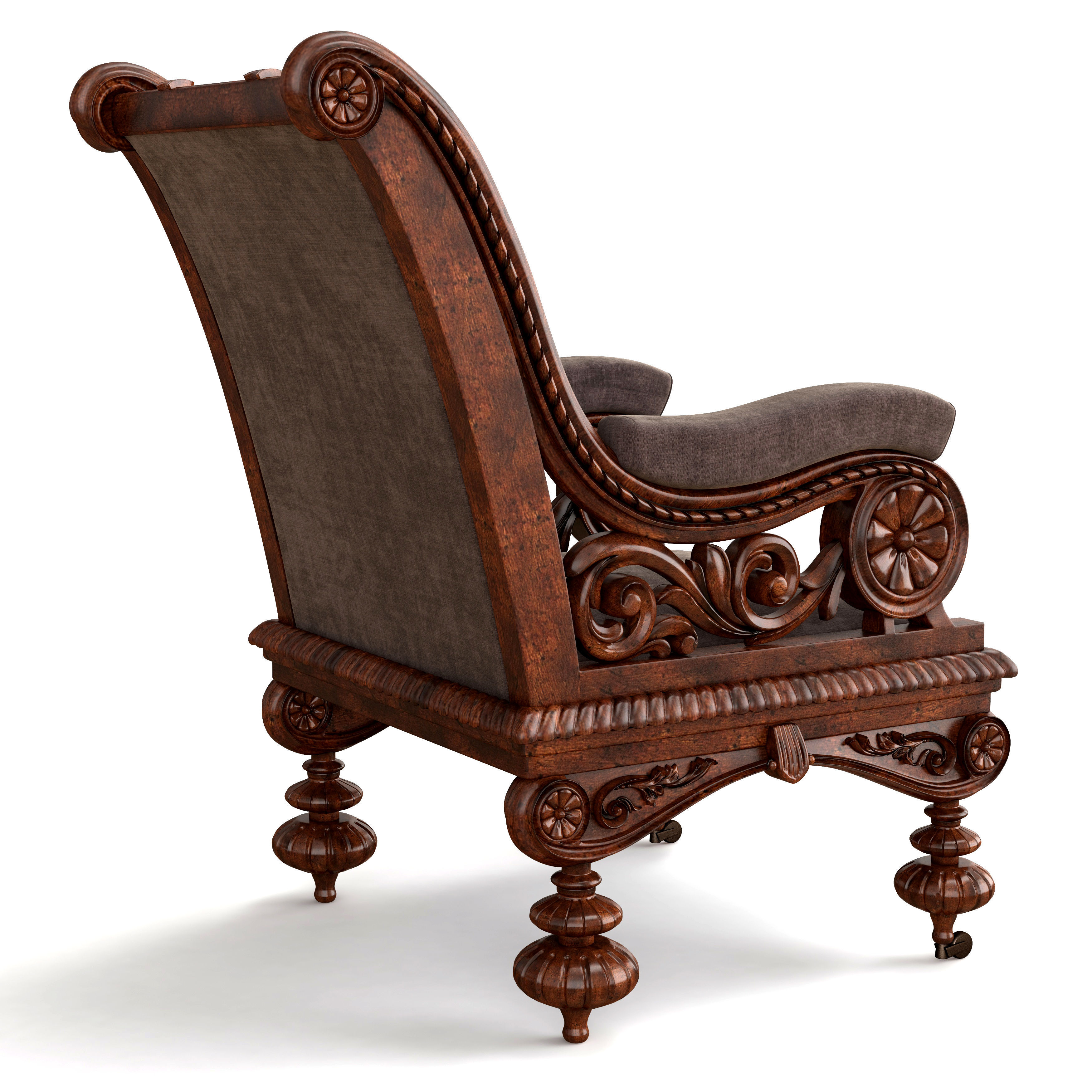 Carved armchair 3D model_1