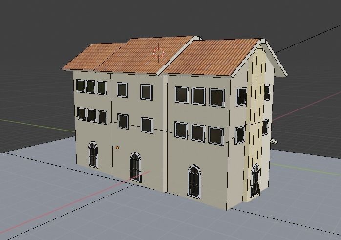 Townhouse house Low-poly 3D model_5