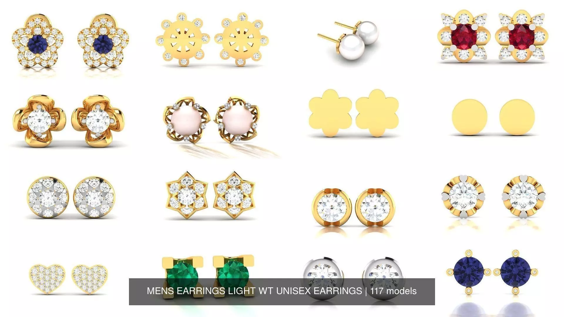 117 MENS EARRINGS LIGHT WT UNISEX EARRINGS 3D Model Collection_0