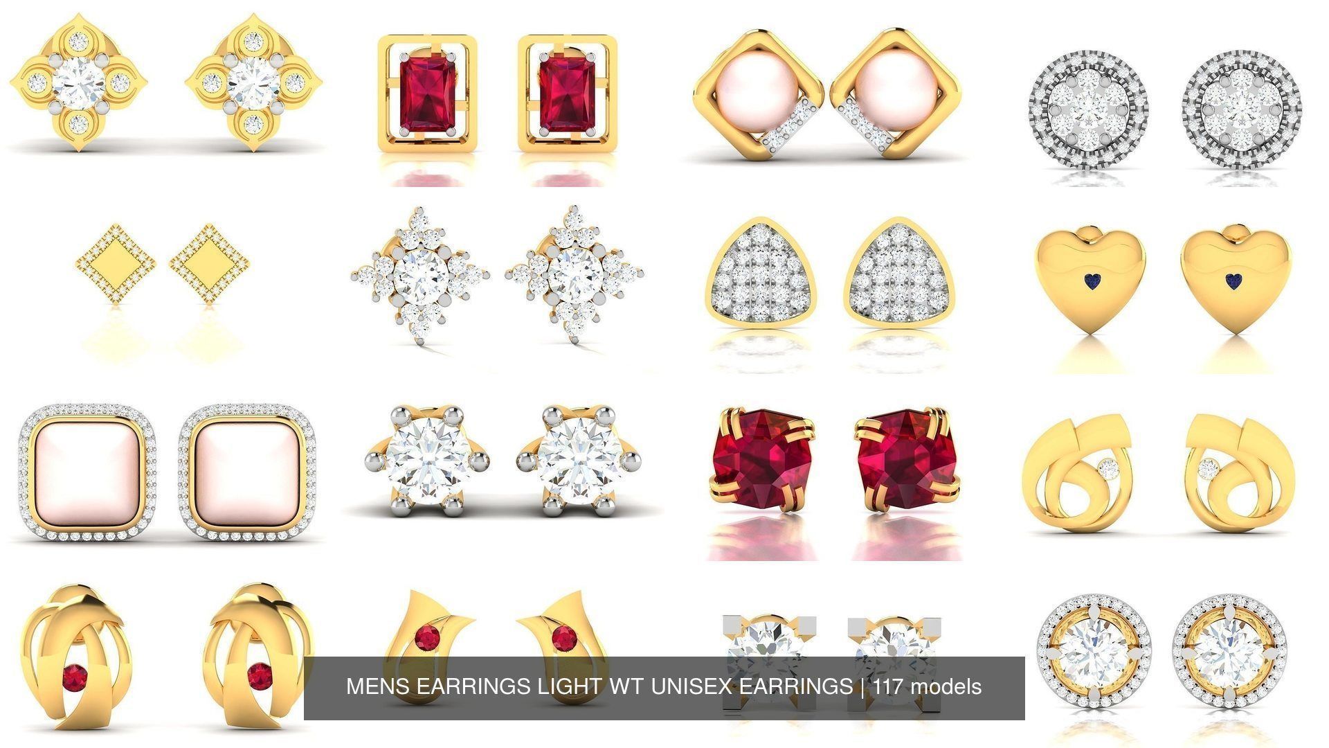 117 MENS EARRINGS LIGHT WT UNISEX EARRINGS 3D Model Collection_5