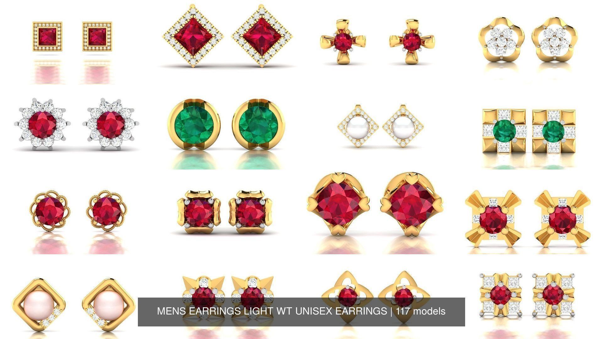 117 MENS EARRINGS LIGHT WT UNISEX EARRINGS 3D Model Collection_1