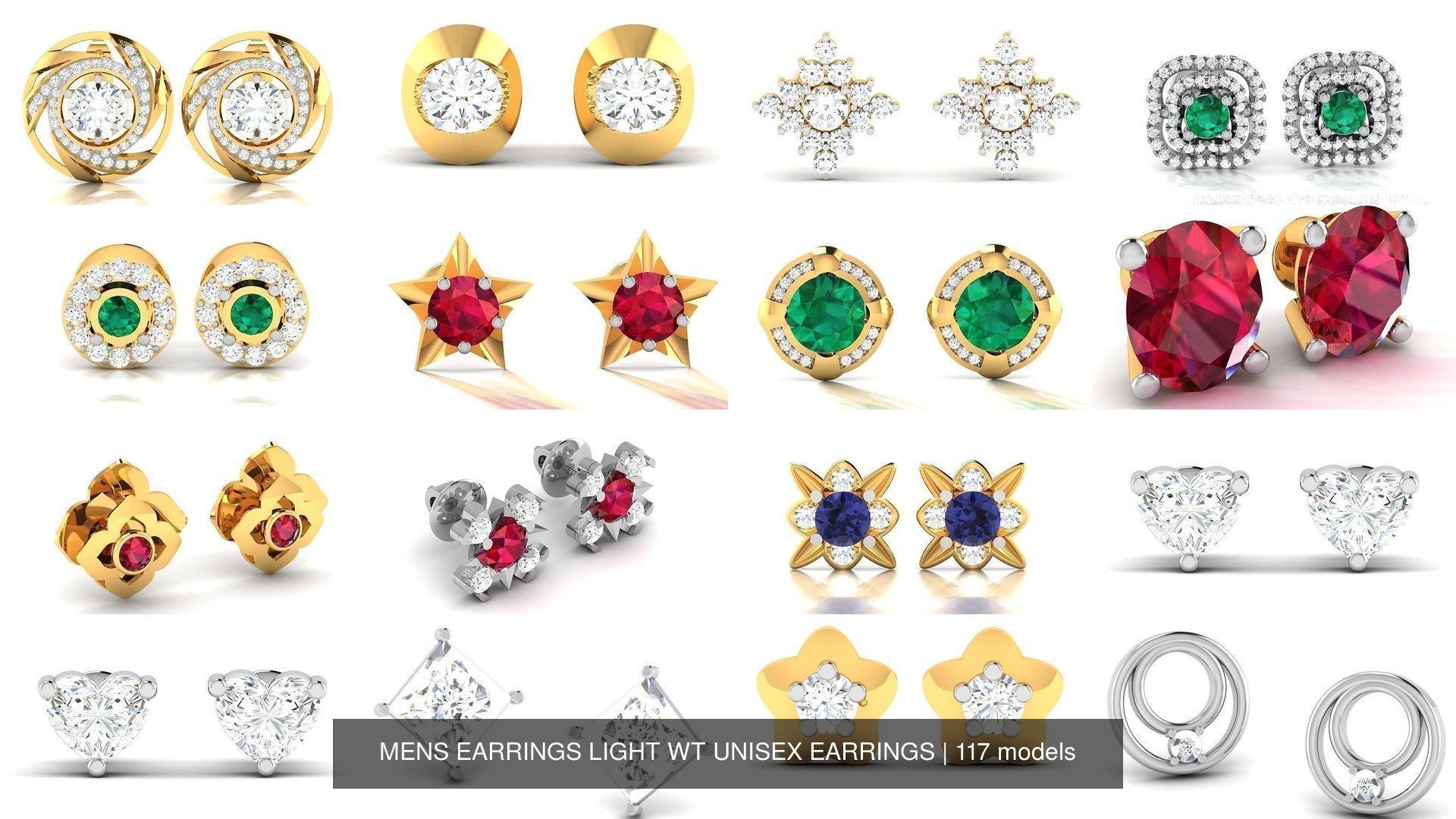 117 MENS EARRINGS LIGHT WT UNISEX EARRINGS 3D Model Collection_7