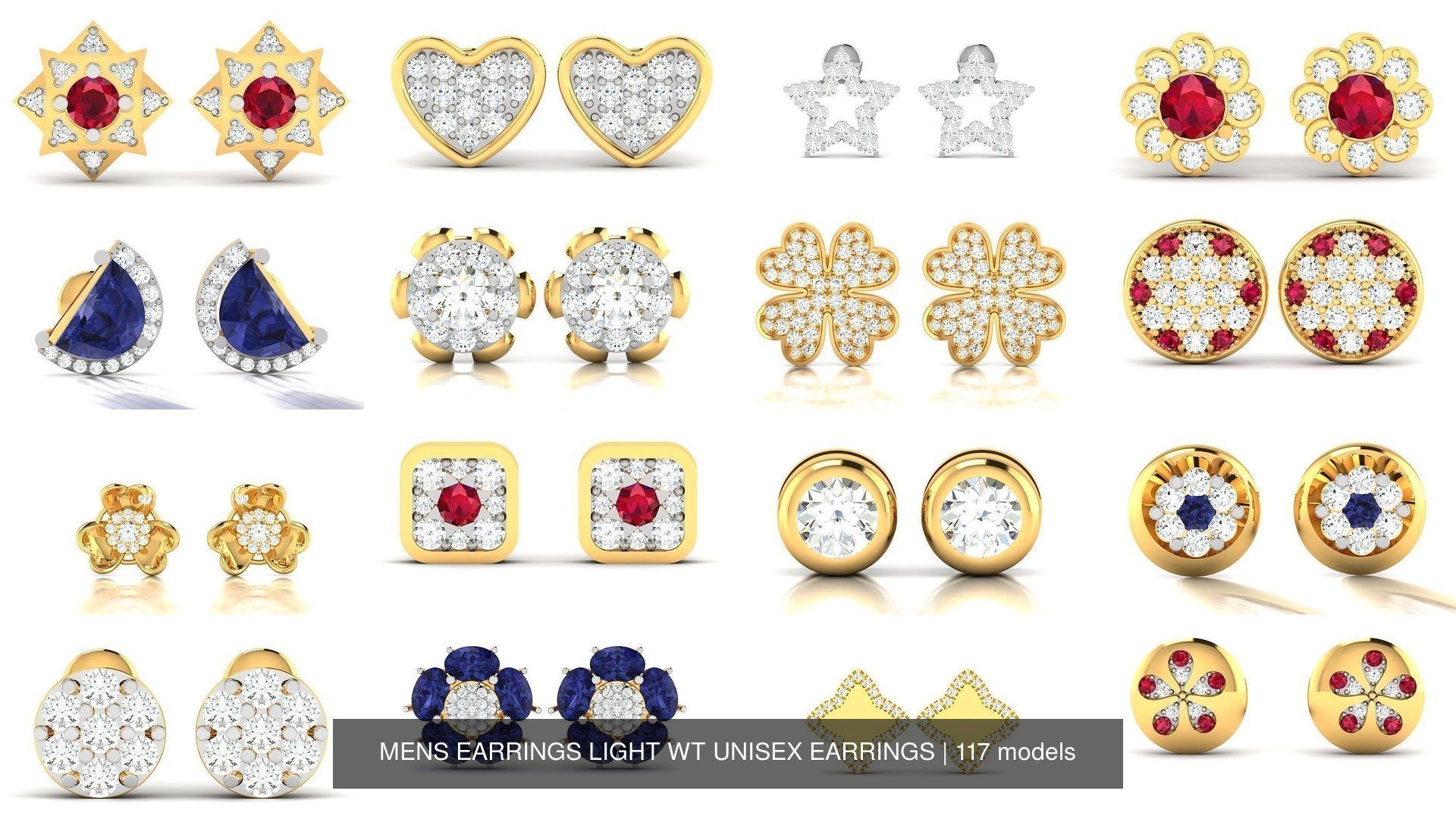 117 MENS EARRINGS LIGHT WT UNISEX EARRINGS 3D Model Collection_3