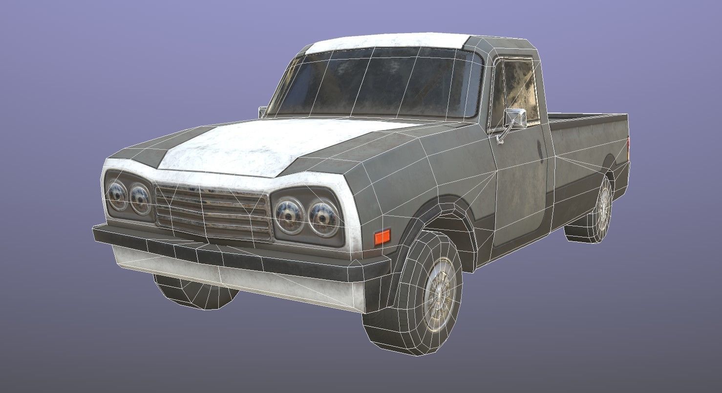 Generic PickUp Grey Low-poly 3D model_10