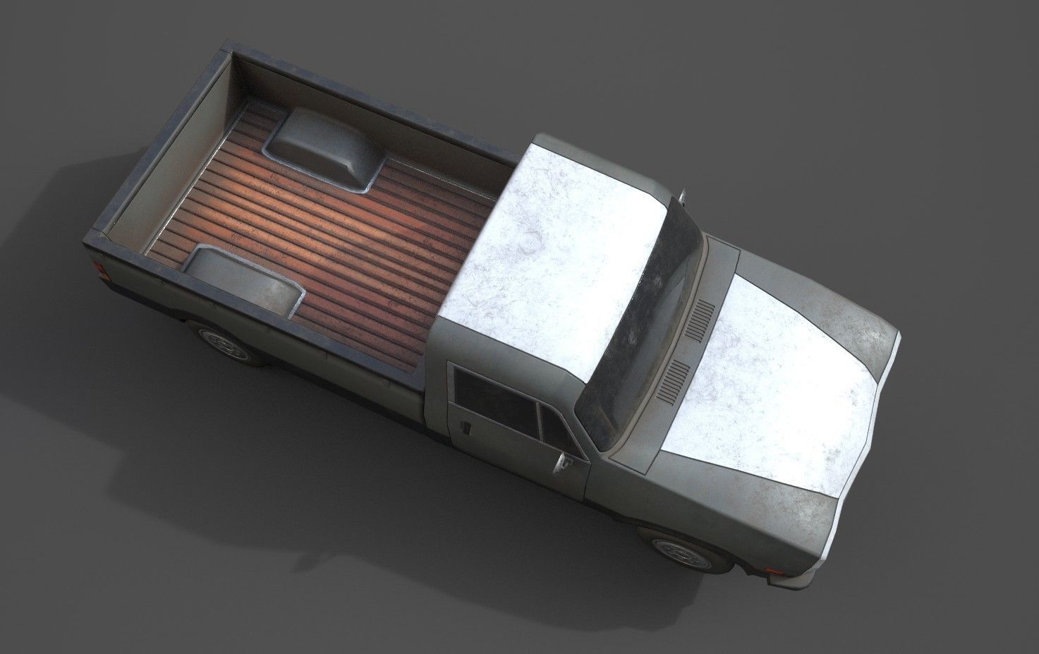 Generic PickUp Grey Low-poly 3D model_8