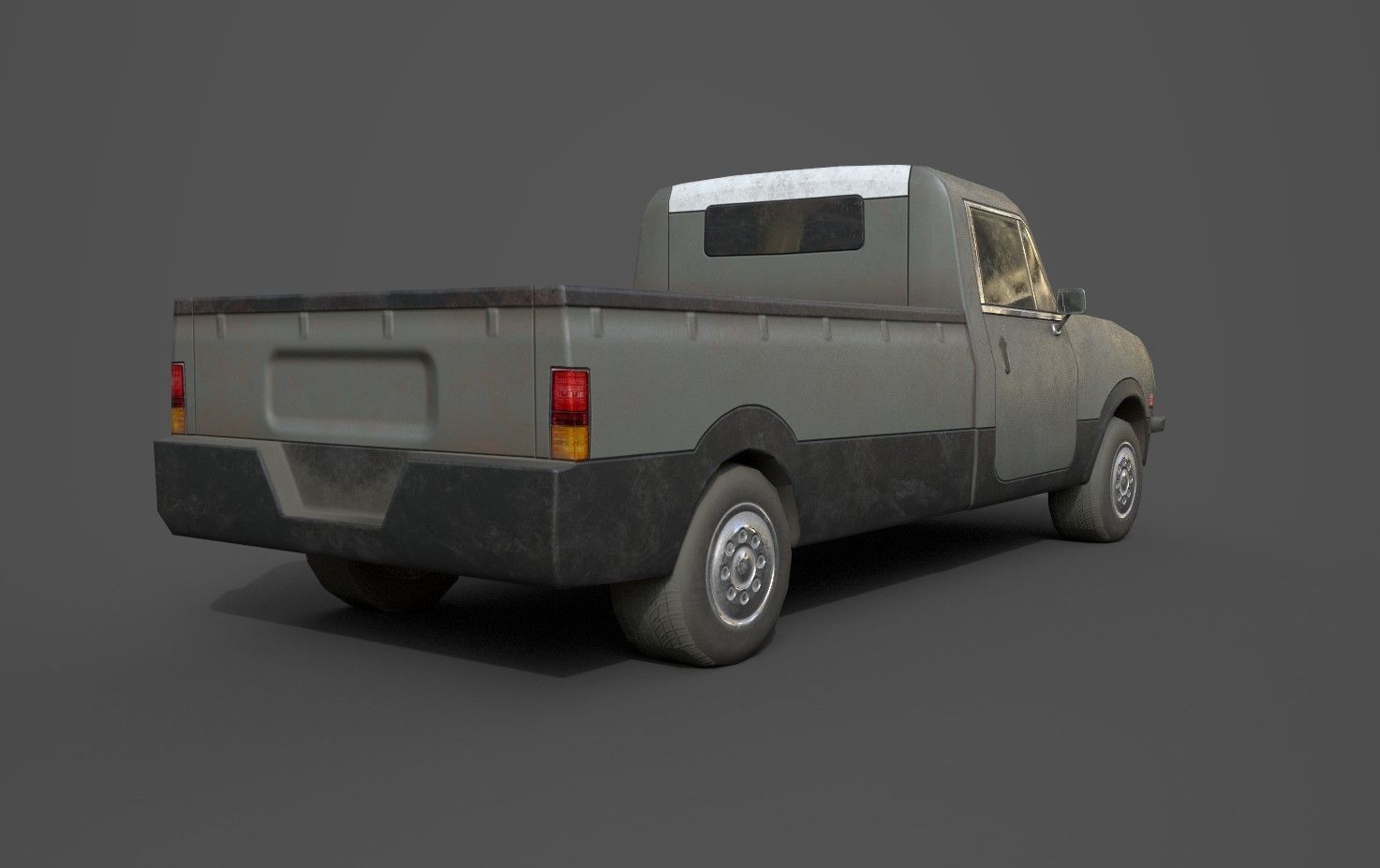 Generic PickUp Grey Low-poly 3D model_5